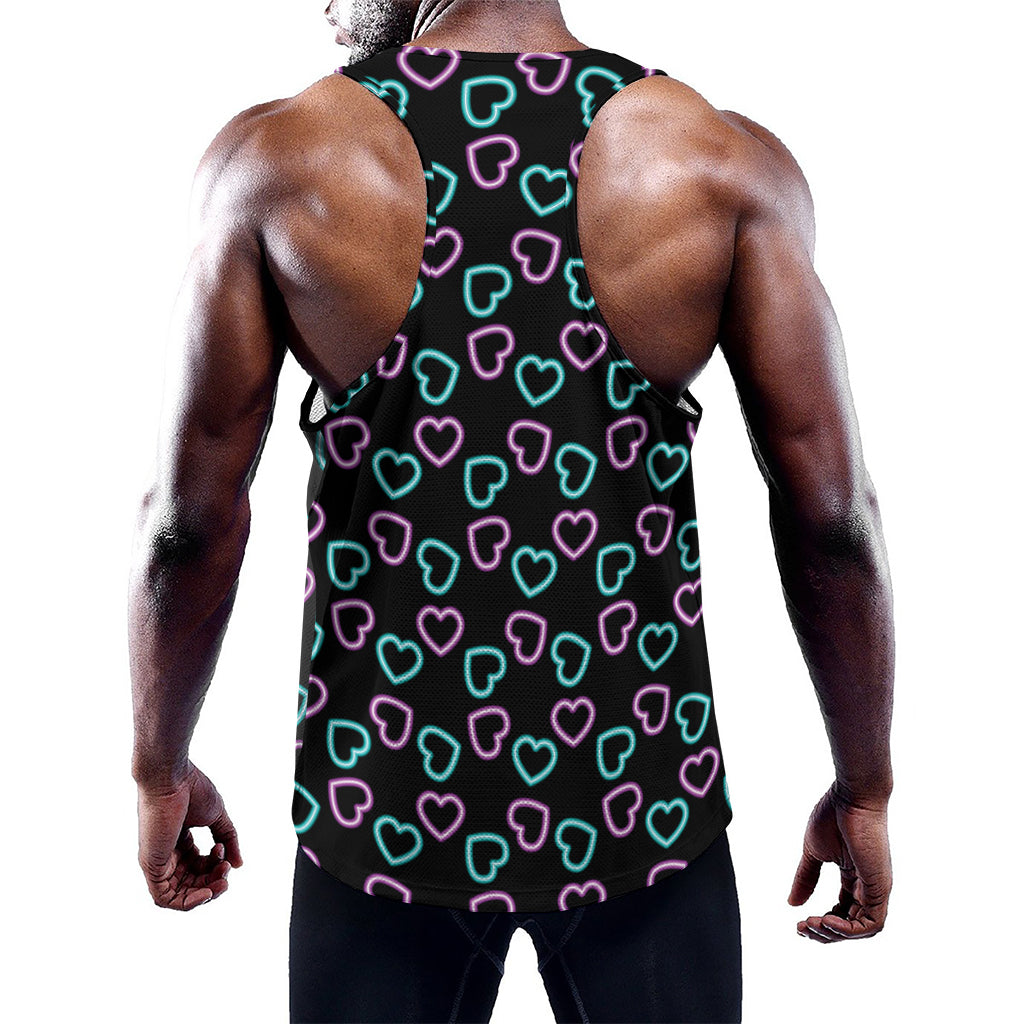 Pink And Blue Lights Heart Pattern Print Training Tank Top