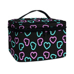 Pink And Blue Lights Heart Pattern Print Travel Makeup Bag