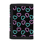 Pink And Blue Lights Heart Pattern Print Trifold Wallet