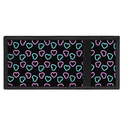 Pink And Blue Lights Heart Pattern Print Trifold Wallet