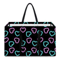 Pink And Blue Lights Heart Pattern Print Utility Tote Bag