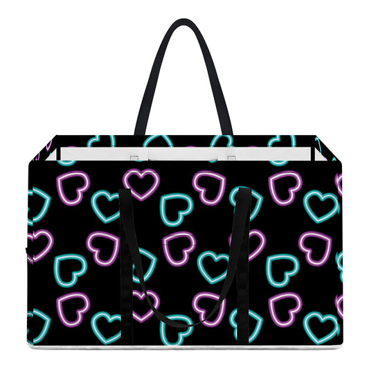 Pink And Blue Lights Heart Pattern Print Utility Tote Bag