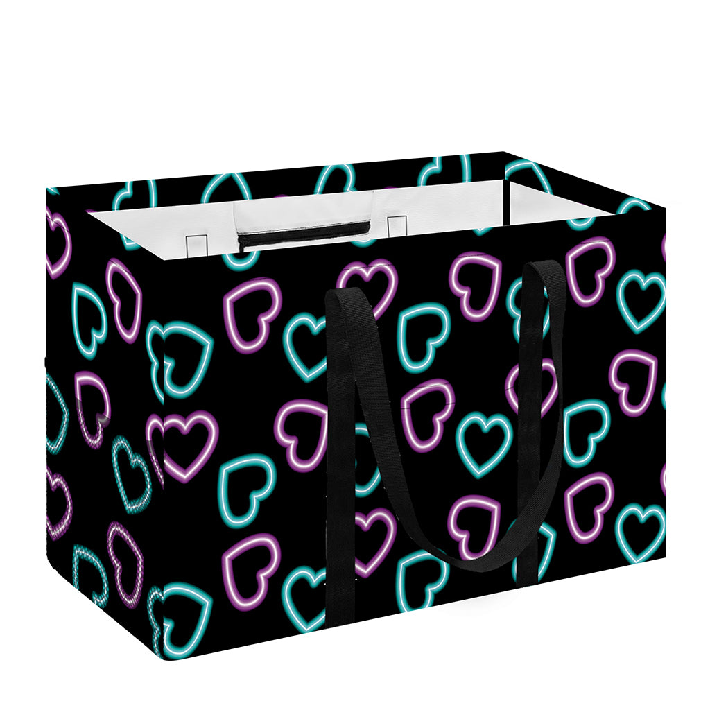 Pink And Blue Lights Heart Pattern Print Utility Tote Bag
