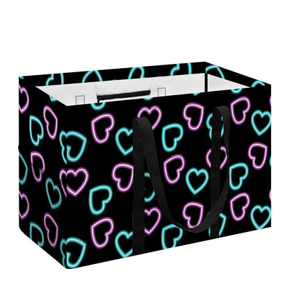 Pink And Blue Lights Heart Pattern Print Utility Tote Bag