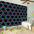 Pink And Blue Lights Heart Pattern Print Wall Sticker