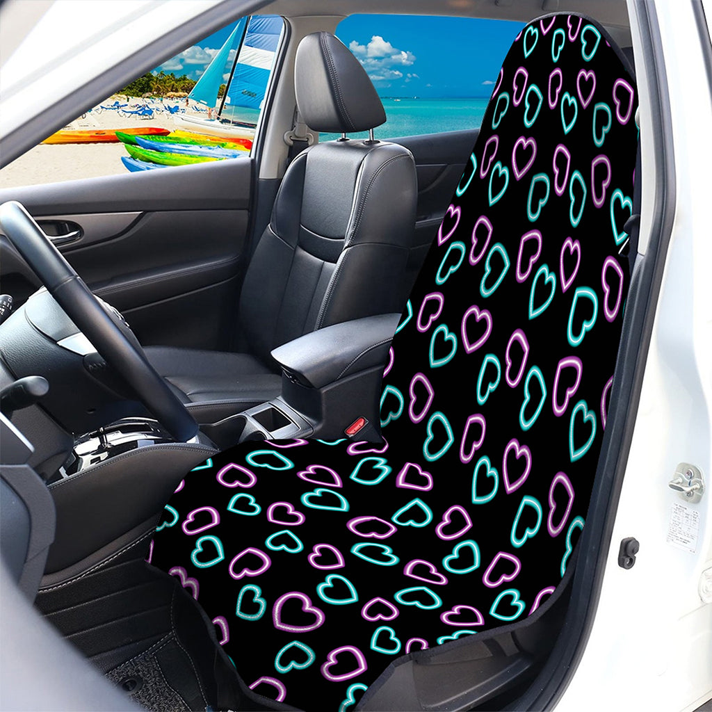Pink And Blue Lights Heart Pattern Print Waterproof Car Seat Cover