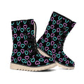 Pink And Blue Lights Heart Pattern Print Winter Boots