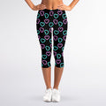 Pink And Blue Lights Heart Pattern Print Women's Capri Leggings