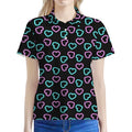 Pink And Blue Lights Heart Pattern Print Women's Polo Shirt