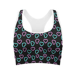 Pink And Blue Lights Heart Pattern Print Women's Sports Bra