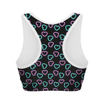 Pink And Blue Lights Heart Pattern Print Women's Sports Bra