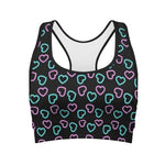 Pink And Blue Lights Heart Pattern Print Women's Sports Bra