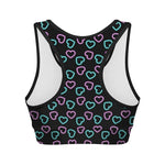 Pink And Blue Lights Heart Pattern Print Women's Sports Bra