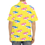 Pink And Blue Shark Pattern Print Aloha Shirt