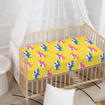 Pink And Blue Shark Pattern Print Baby Crib Sheet