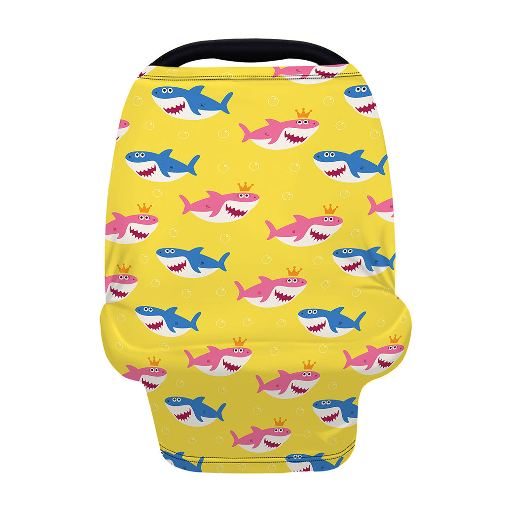Pink And Blue Shark Pattern Print Baby Seat Cover
