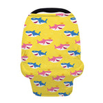 Pink And Blue Shark Pattern Print Baby Seat Cover