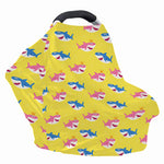 Pink And Blue Shark Pattern Print Baby Seat Cover