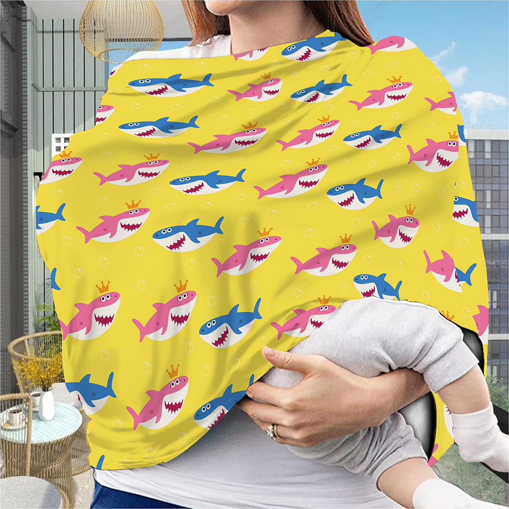 Pink And Blue Shark Pattern Print Baby Seat Cover
