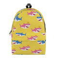 Pink And Blue Shark Pattern Print School Backpack