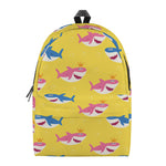 Pink And Blue Shark Pattern Print Backpack