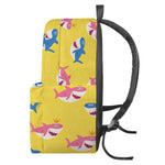 Pink And Blue Shark Pattern Print Backpack