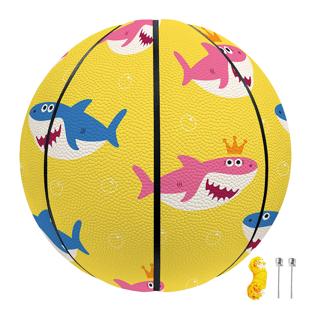 Pink And Blue Shark Pattern Print Basketball