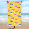 Pink And Blue Shark Pattern Print Beach Towel