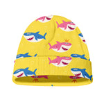 Pink And Blue Shark Pattern Print Beanie