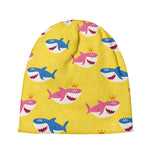 Pink And Blue Shark Pattern Print Beanie