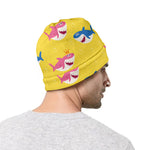 Pink And Blue Shark Pattern Print Beanie