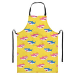 Pink And Blue Shark Pattern Print Bib Apron With Pocket