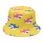 Pink And Blue Shark Pattern Print Bucket Hat