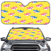 Pink And Blue Shark Pattern Print Car Windshield Sun Shade