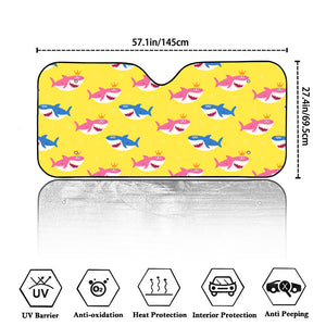 Pink And Blue Shark Pattern Print Car Windshield Sun Shade