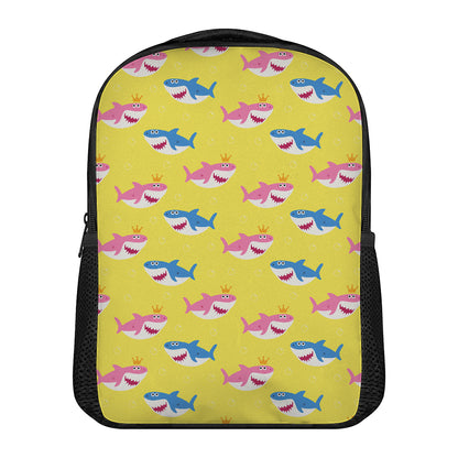 Pink And Blue Shark Pattern Print Casual Backpack