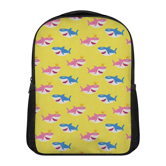 Pink And Blue Shark Pattern Print Casual Backpack