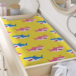 Pink And Blue Shark Pattern Print Changing Pad Cover