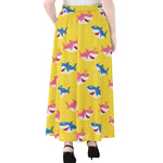 Pink And Blue Shark Pattern Print Chiffon Maxi Skirt