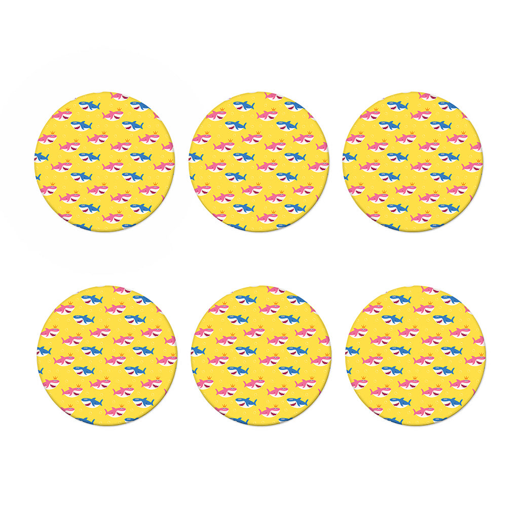 Pink And Blue Shark Pattern Print Coaster Set