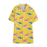Pink And Blue Shark Pattern Print Cotton Hawaiian Shirt