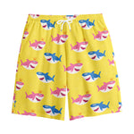 Pink And Blue Shark Pattern Print Cotton Shorts