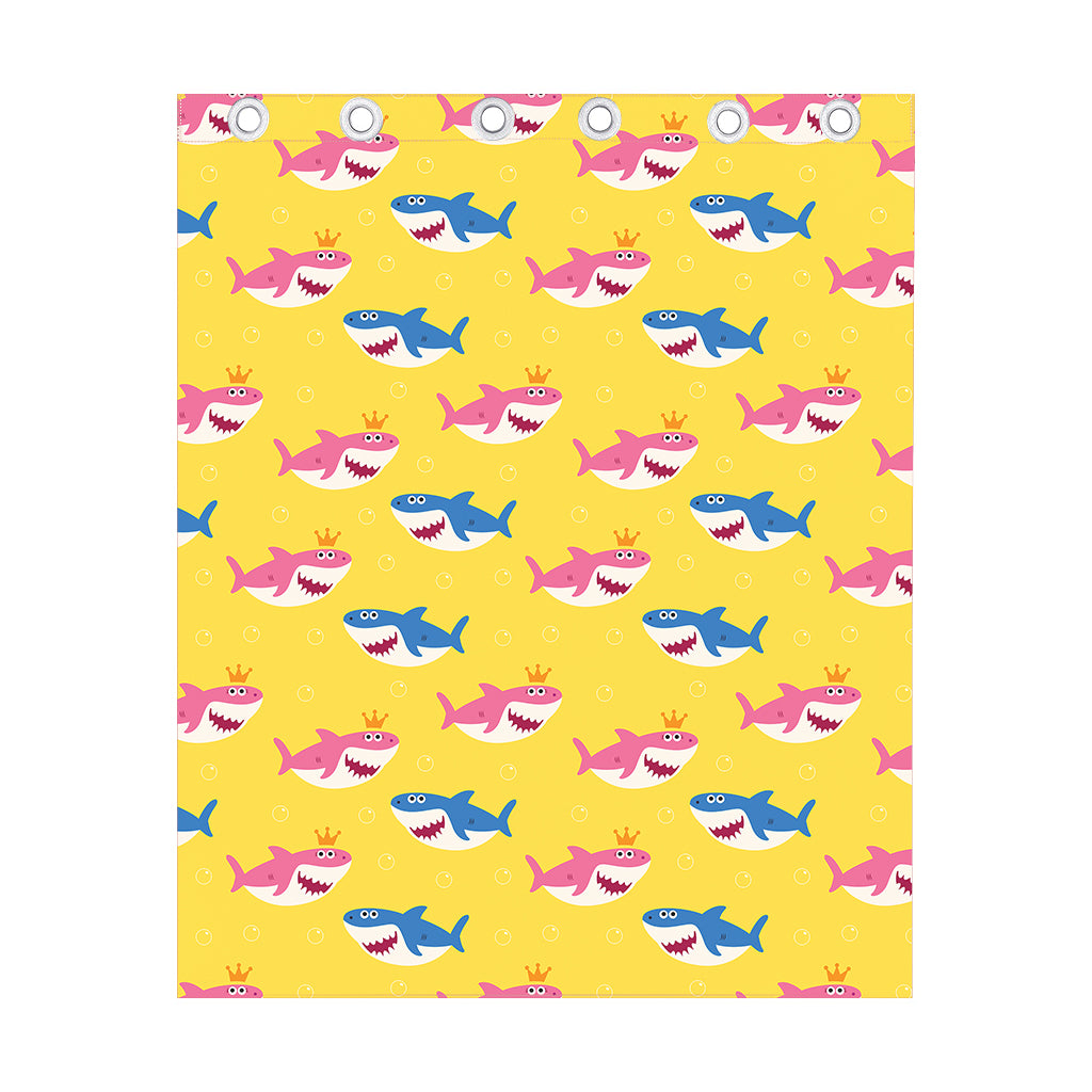 Pink And Blue Shark Pattern Print Curtain