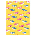 Pink And Blue Shark Pattern Print Curtain