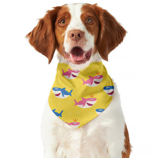 Pink And Blue Shark Pattern Print Dog Bandana