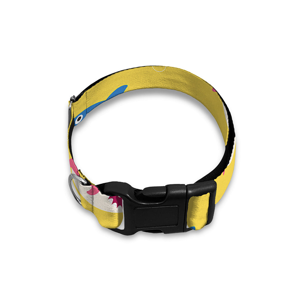 Pink And Blue Shark Pattern Print Dog Collar
