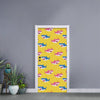 Pink And Blue Shark Pattern Print Door Sticker