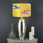 Pink And Blue Shark Pattern Print Drum Lamp Shade