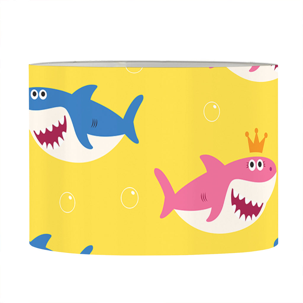Pink And Blue Shark Pattern Print Drum Lamp Shade