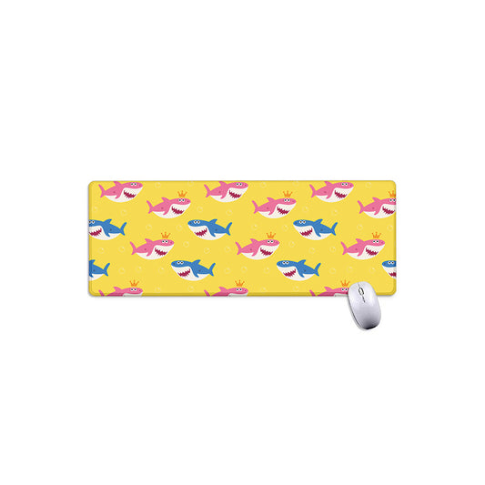 Pink And Blue Shark Pattern Print Extended Mouse Pad